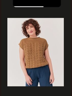 Pact 100% Organic Cotton Caramel Sweater Sleeveless Vest